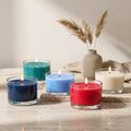 Cool Tone Coloured Wax Candle | Wide Bowl Clear Glass | 5 Fresh Shades — Castle Crafts