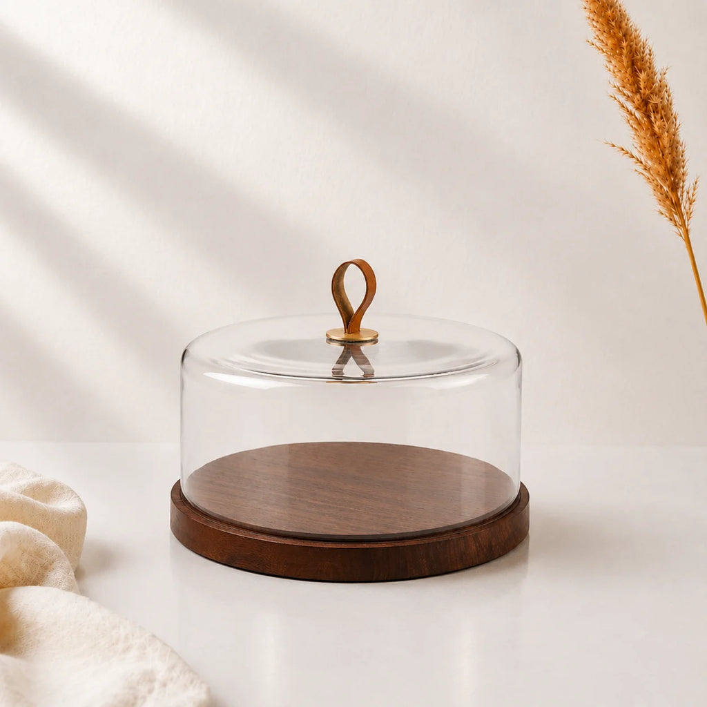 Glass Dome | Leather Loop & Walnut Base — Castle Crafts
