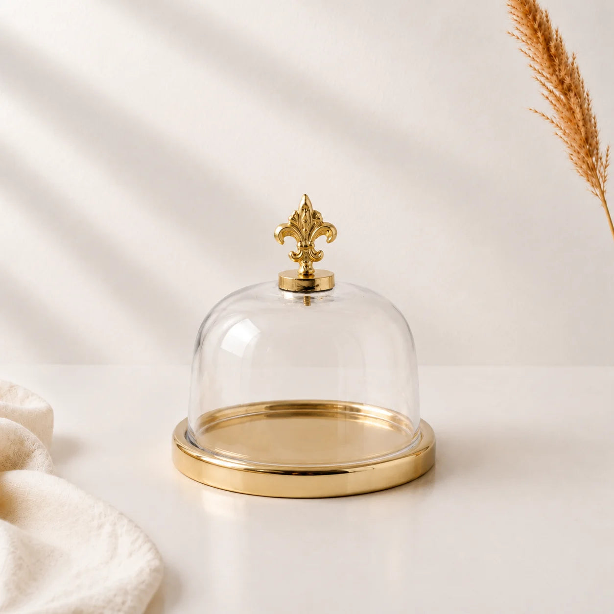 Gold Fleur-de-Lis Glass Dome | Set of 2 — Castle Crafts