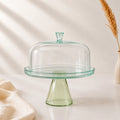 Sage Green Tinted Glass Cake Dome with Conical Pedestal | Modern Luxury — Castle Crafts