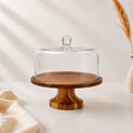 Hand-Blown Glass Dome with Natural Acacia Wood Pedestal Stand | Gifting — Castle Crafts