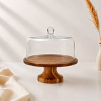Hand-Blown Glass Dome with Natural Acacia Wood Pedestal Stand | Gifting — Castle Crafts