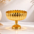 Gold Ribbed Footed Glass Bowl | Luxury Table Décor — Castle Crafts