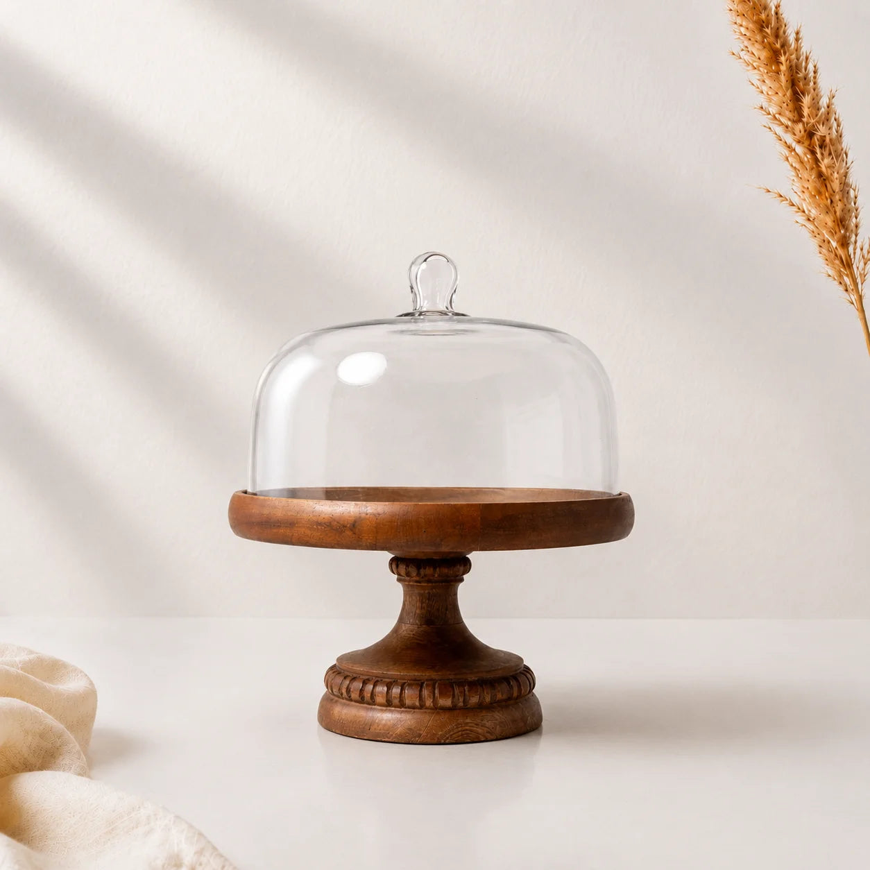 Glass Dome | Carved Wood Pedestal — Castle Crafts