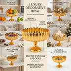 Gold Ribbed Footed Glass Bowl | Luxury Table Décor — Castle Crafts
