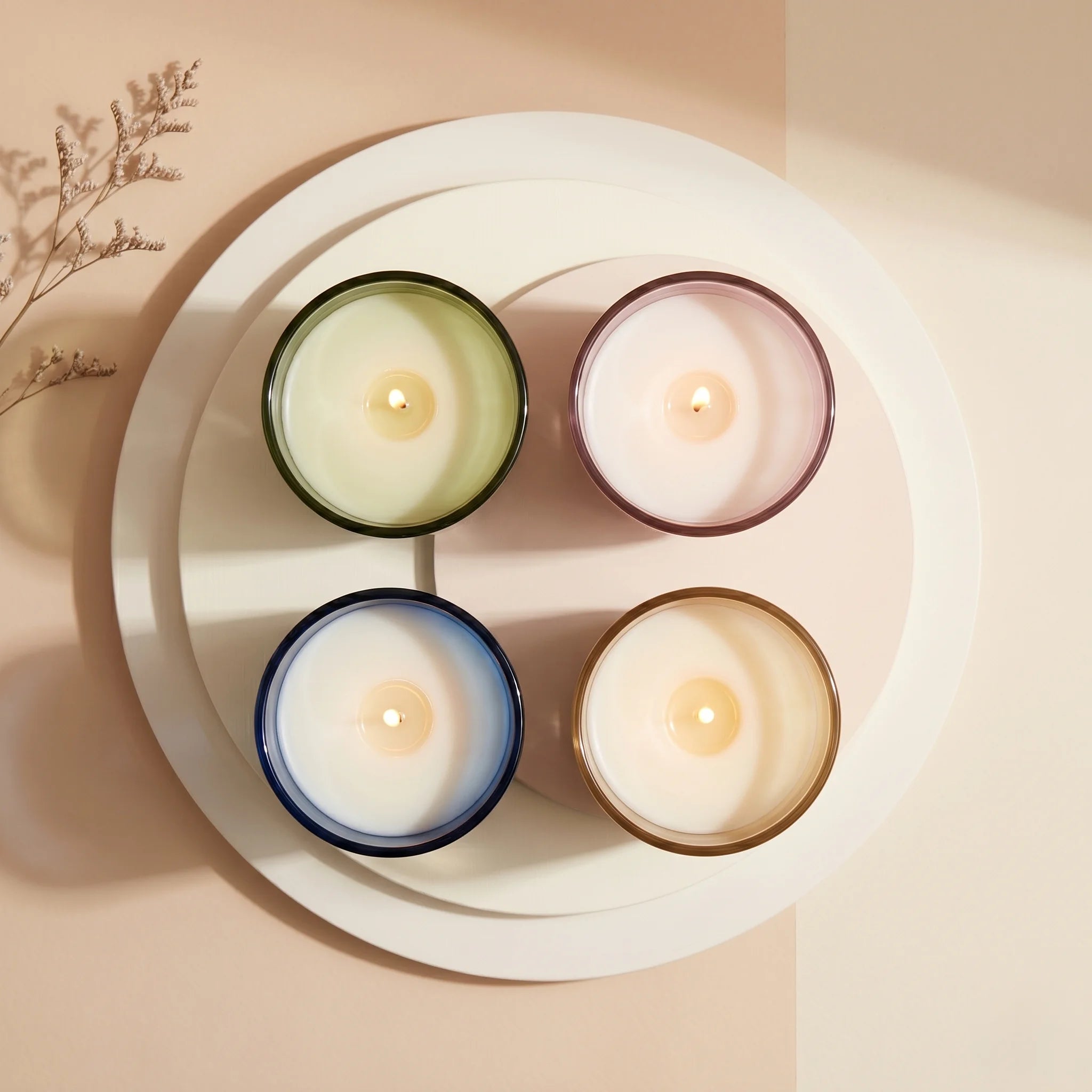 Musk Scented Glass Votive Candle Holder — Hand-Blown Glass from Firozabad, India — Styled for Home Décor