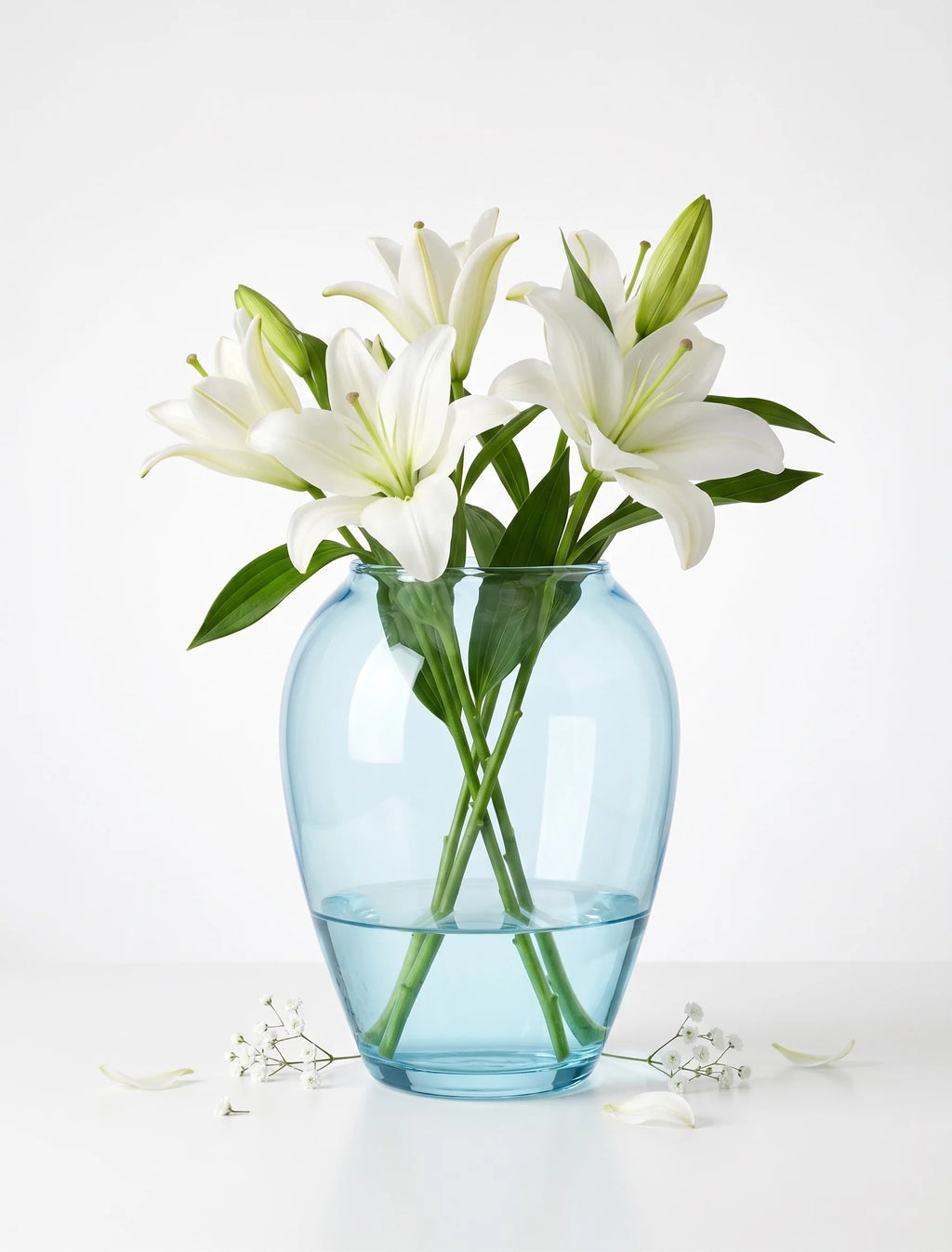 Misty Urn Wide Glass Vase — Hand-Blown Glass from Firozabad, India — Detail Close-Up