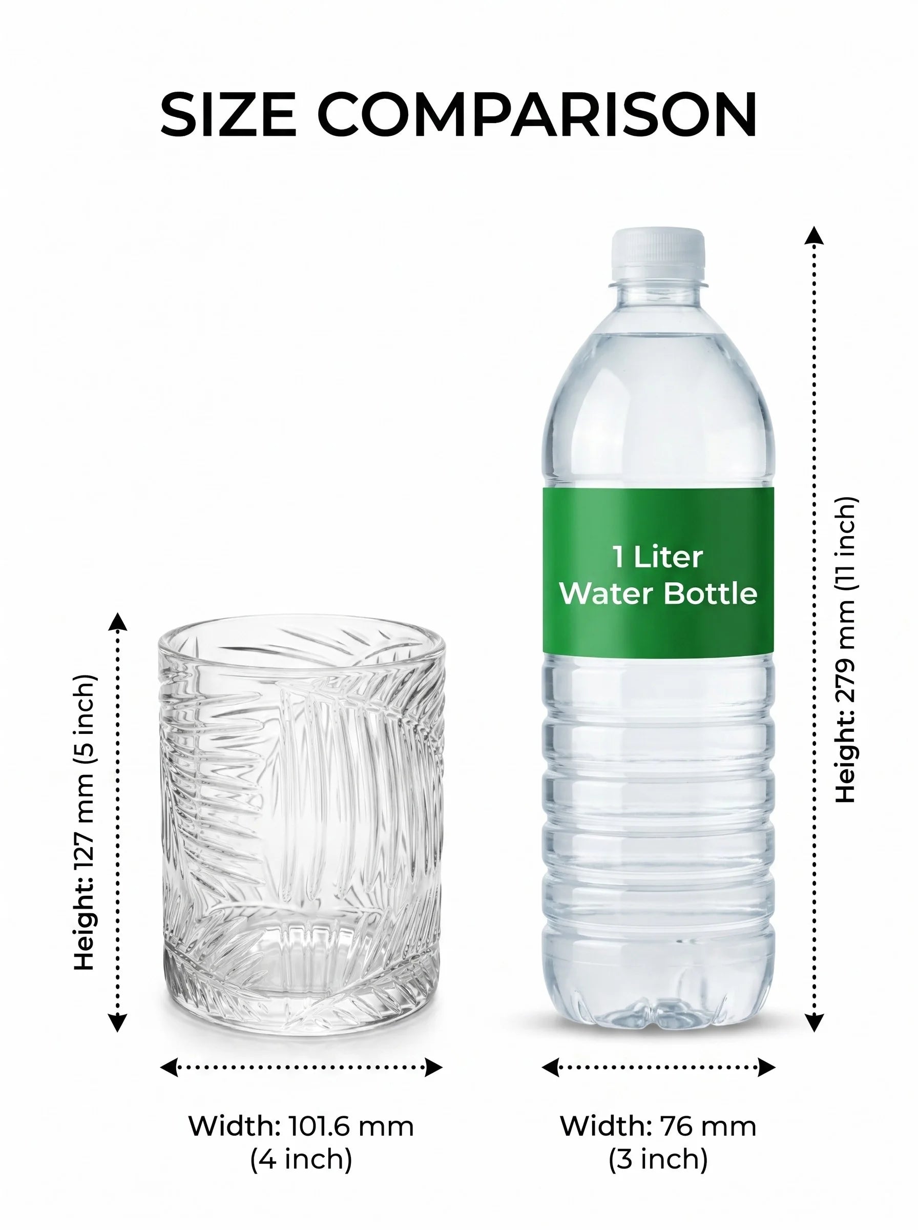 Jungle Bloom Embossed Glass Vase — Hand-Blown Glass from Firozabad, India — Side Angle View