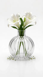 Orion Globe Ribbed Glass Vase — Hand-Blown Glass from Firozabad, India — Multi-Angle Showcase