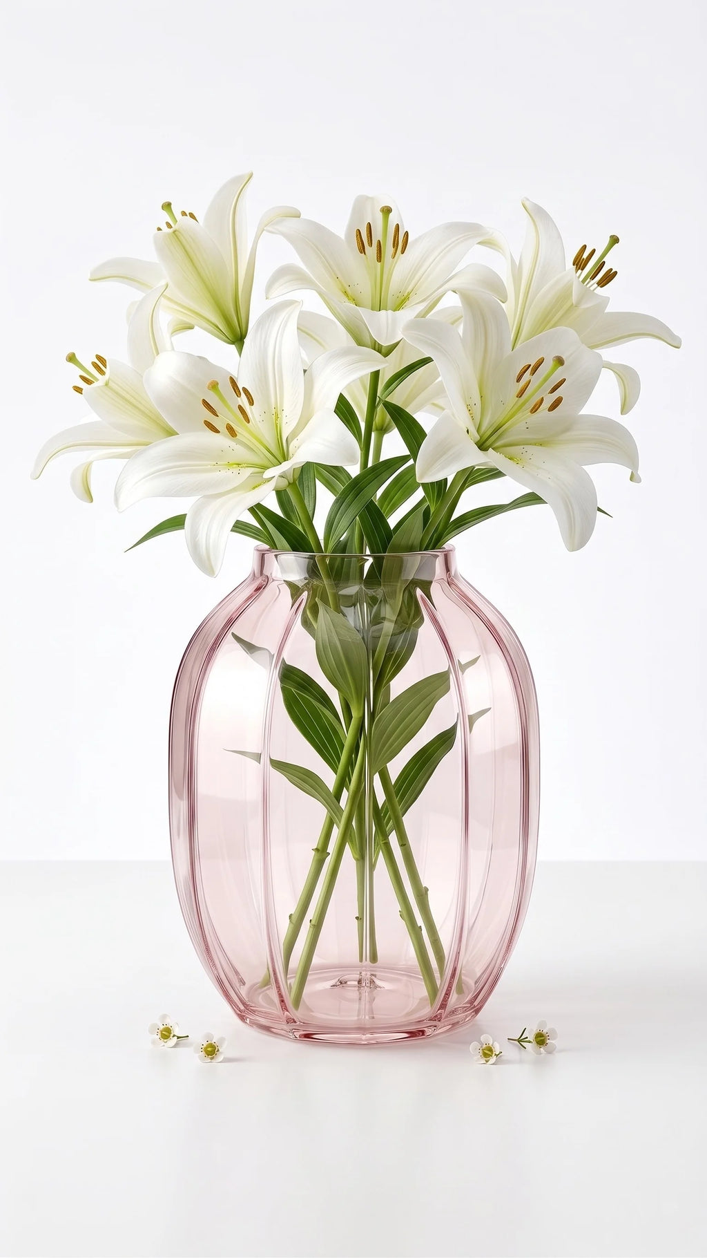Bloom Rib Wide Glass Vase — Hand-Blown Glass from Firozabad, India — Festive Styling