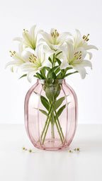 Bloom Rib Wide Glass Vase — Hand-Blown Glass from Firozabad, India — Festive Styling