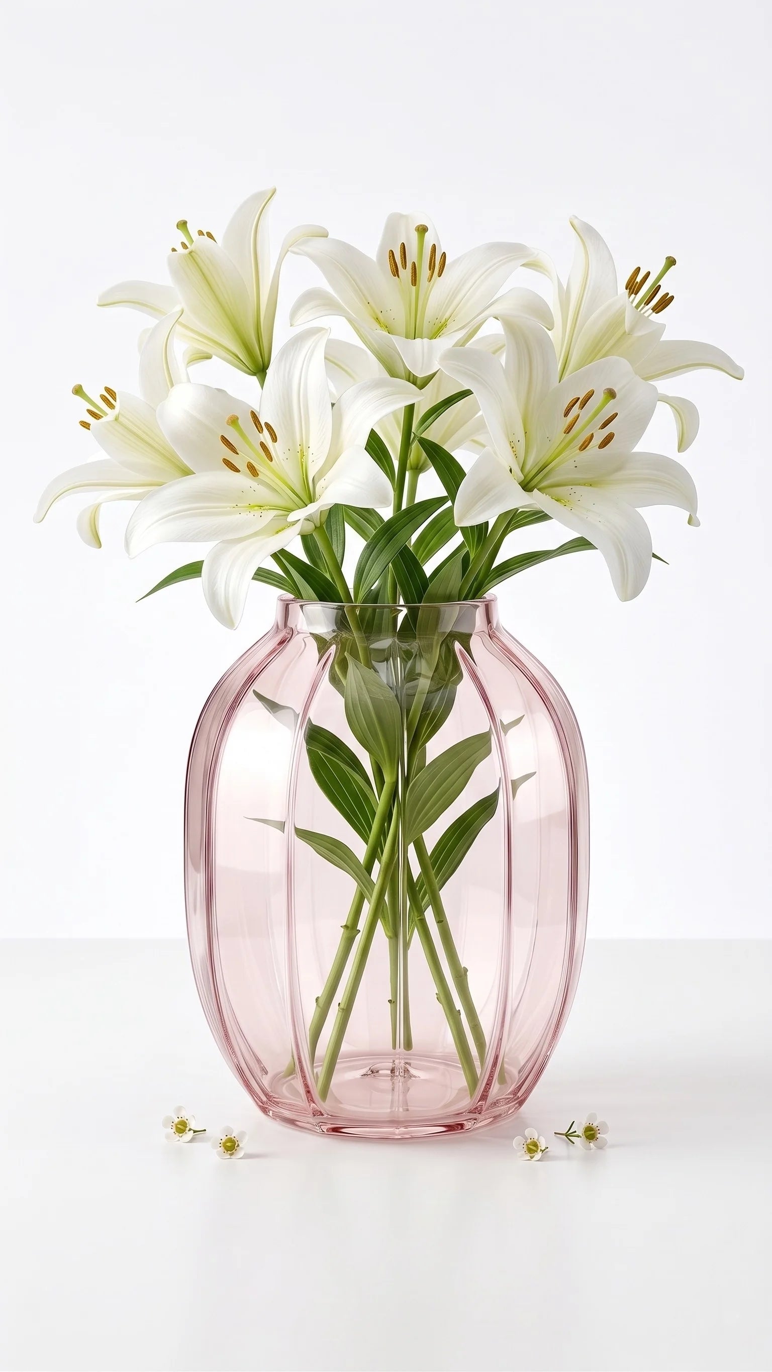Bloom Rib Wide Glass Vase — Hand-Blown Glass from Firozabad, India — Festive Styling