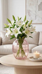 Bloom Rib Wide Glass Vase — Hand-Blown Glass from Firozabad, India — In a Living Space