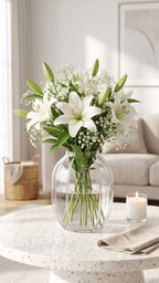 Bloom Rib Wide Glass Vase — Hand-Blown Glass from Firozabad, India — Premium Detail
