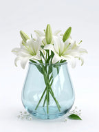 Luna Curve Smooth Glass Vase — Hand-Blown Glass from Firozabad, India — Detail Close-Up