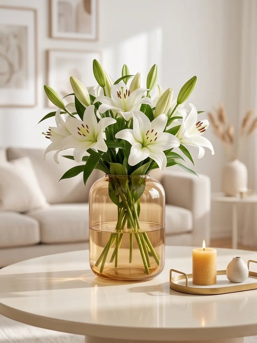 Botanist Wide Jar Glass Vase — Hand-Blown Glass from Firozabad, India — Detail Close-Up