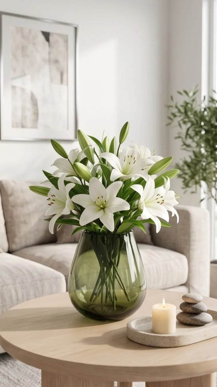 Ember Curve Smooth Glass Vase — Hand-Blown Glass from Firozabad, India — Festive Styling