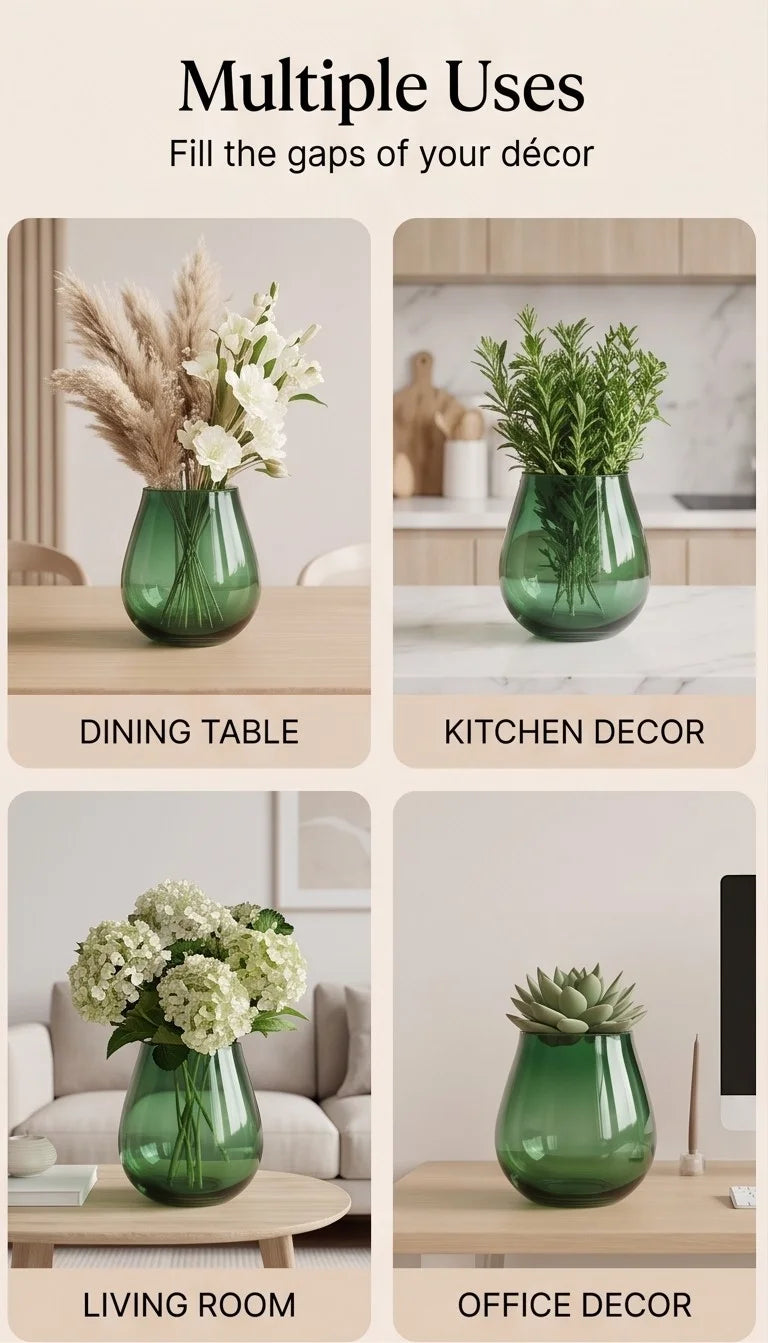 Ember Curve Smooth Glass Vase — Hand-Blown Glass from Firozabad, India — Décor Inspiration