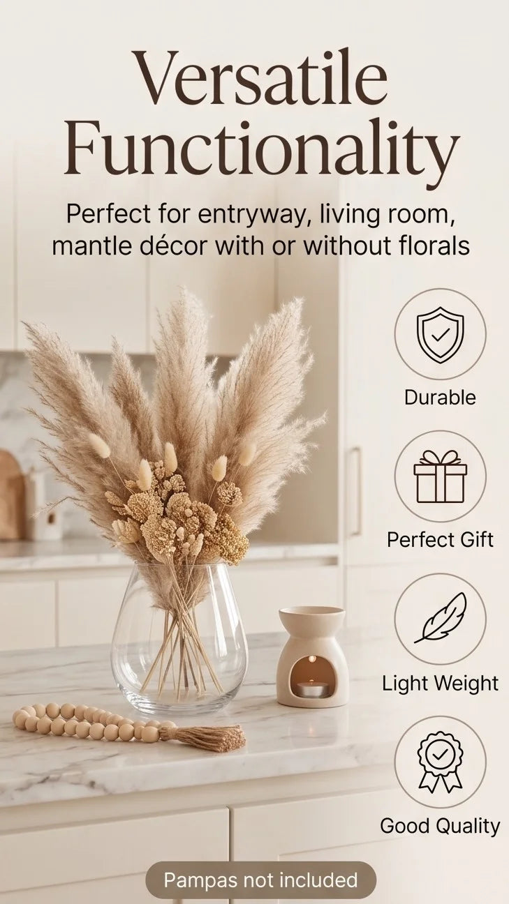 Luna Curve Smooth Glass Vase — Hand-Blown Glass from Firozabad, India — Multi-Angle Showcase