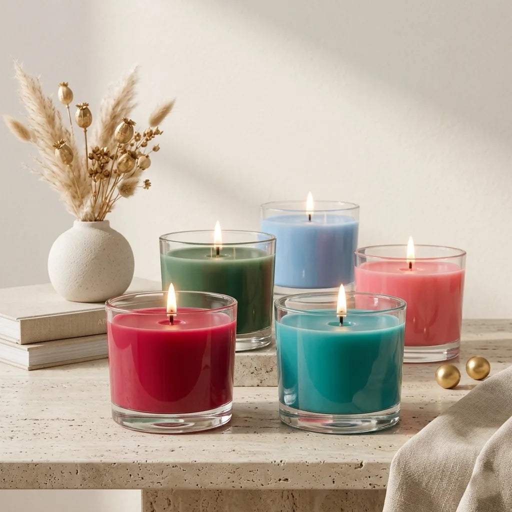 Fresh Tone Coloured Wax Candle | Clear Glass | 5 Vibrant Shades — Castle Crafts