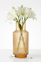 Grand Carafe Ribbed Glass Vase — Hand-Blown Glass from Firozabad, India — Styled for Home Décor