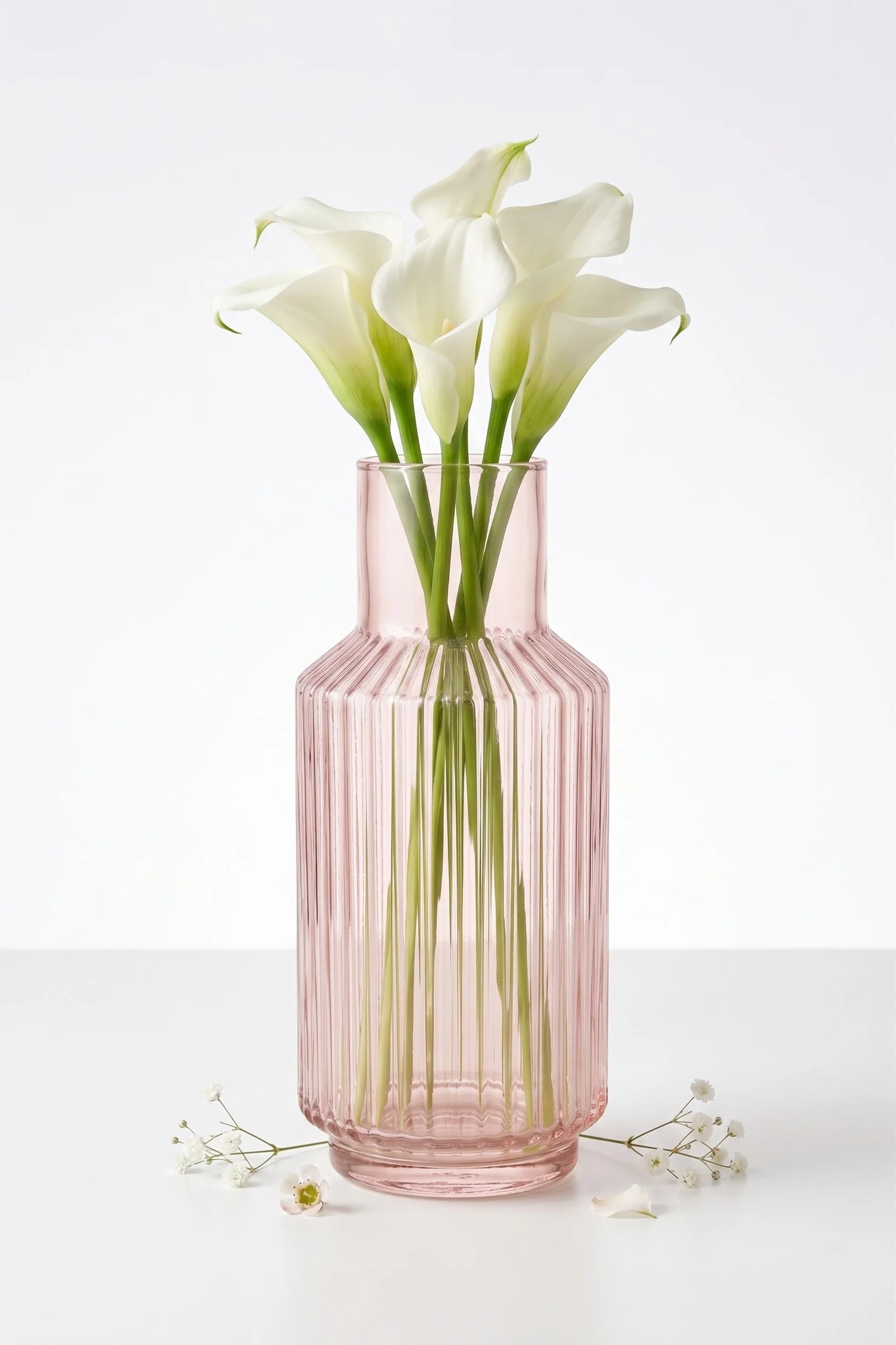 Cloud Carafe Ribbed Glass Vase — Hand-Blown Glass from Firozabad, India — Texture & Craftsmanship
