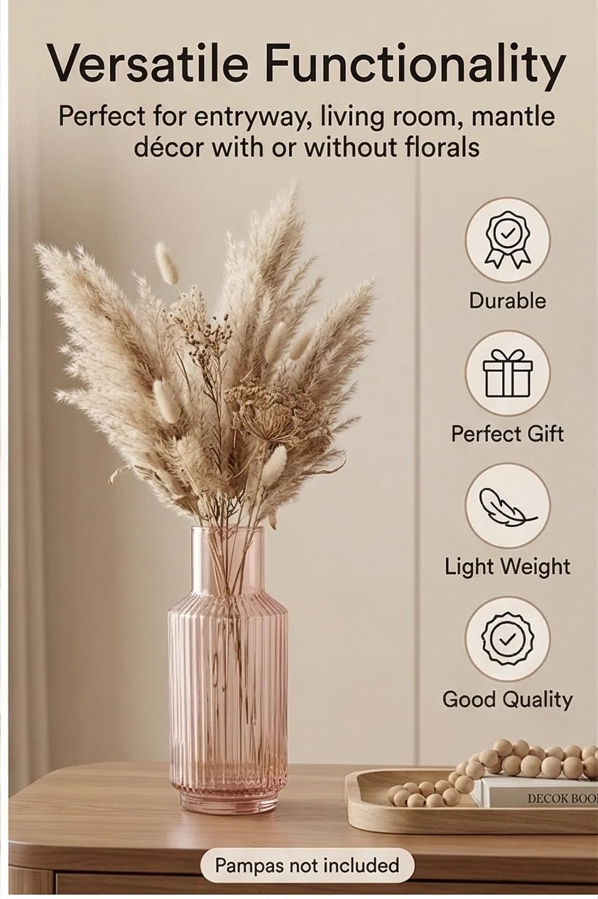 Cloud Carafe Ribbed Glass Vase — Hand-Blown Glass from Firozabad, India — Colour Variant