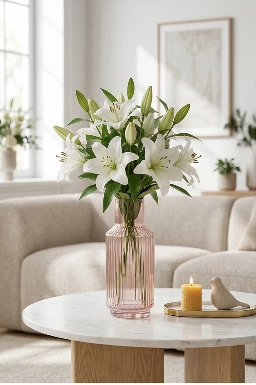 Cloud Carafe Ribbed Glass Vase — Hand-Blown Glass from Firozabad, India — Gifting Presentation