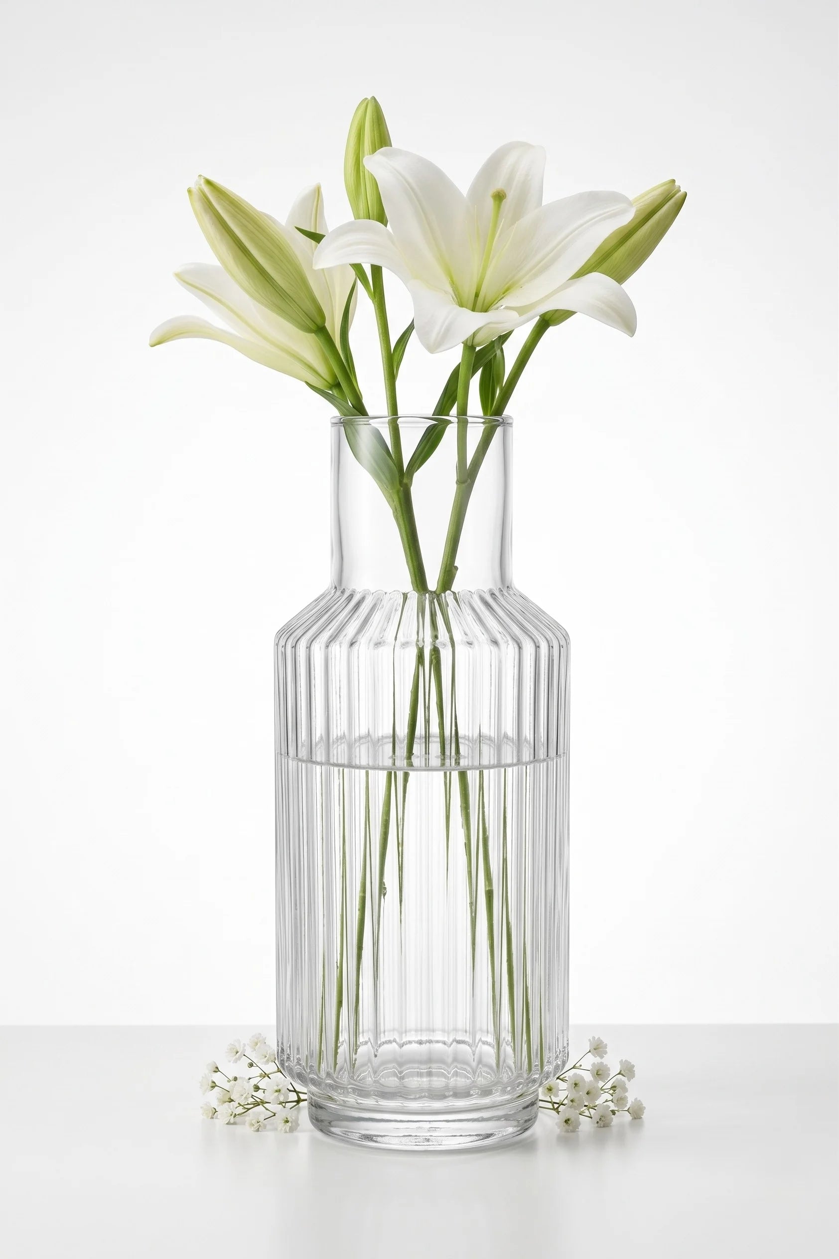 Cloud Carafe Ribbed Glass Vase — Hand-Blown Glass from Firozabad, India — Festive Styling