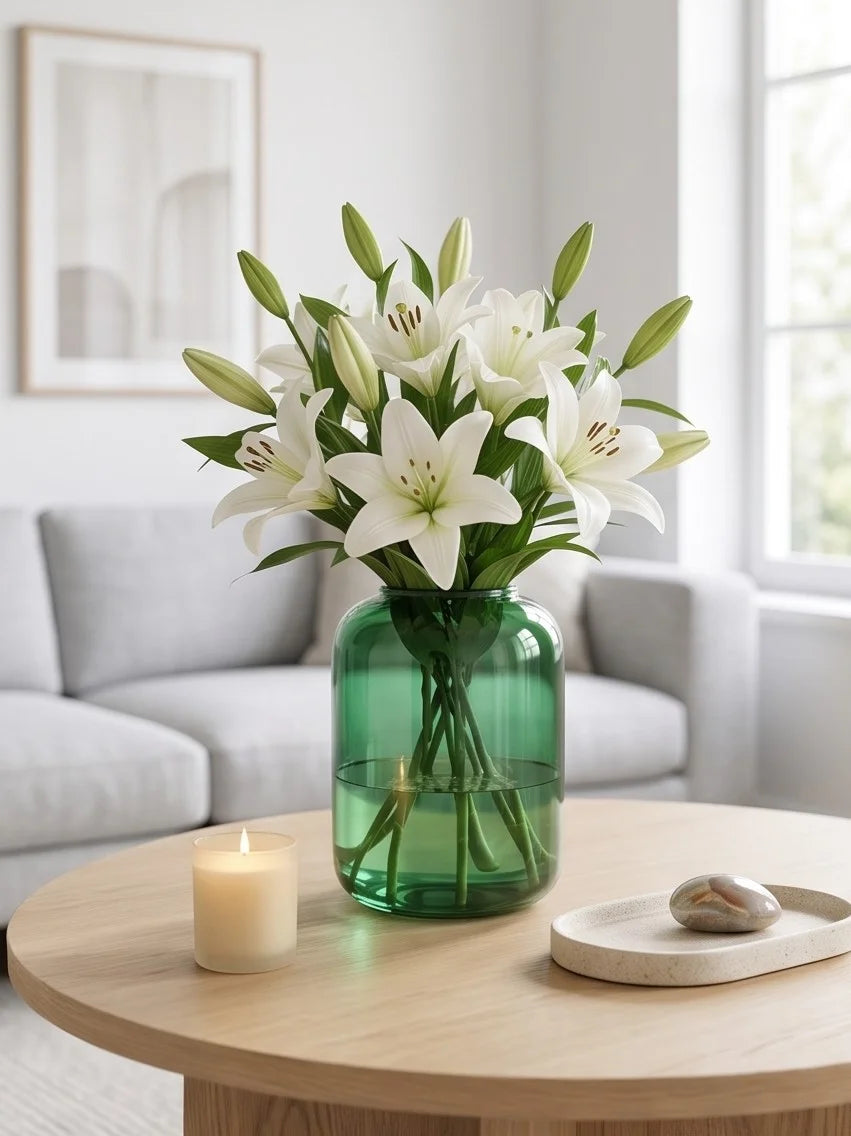 Botanist Wide Jar Glass Vase — Hand-Blown Glass from Firozabad, India — Top View