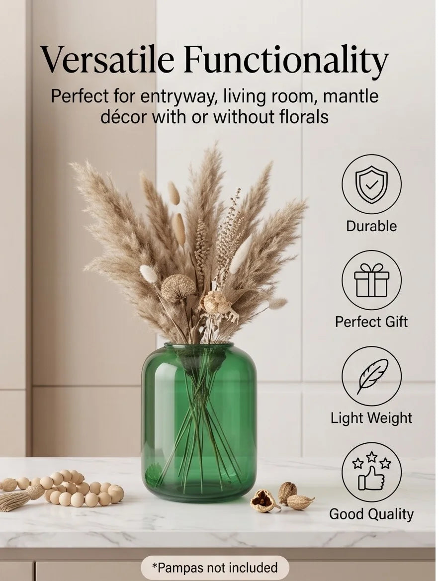 Botanist Wide Jar Glass Vase — Hand-Blown Glass from Firozabad, India — Gifting Presentation