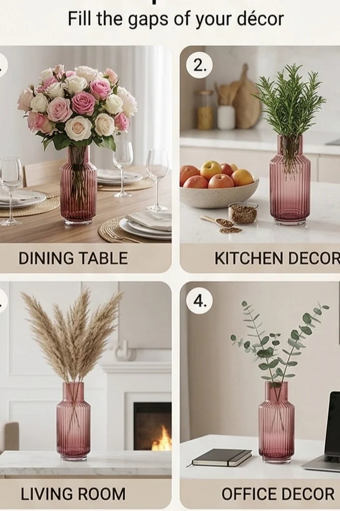 Grand Carafe Ribbed Glass Vase — Hand-Blown Glass from Firozabad, India — Gifting Presentation