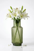 Grand Carafe Ribbed Glass Vase — Hand-Blown Glass from Firozabad, India — In a Living Space