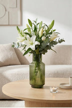 Grand Carafe Ribbed Glass Vase — Hand-Blown Glass from Firozabad, India — Premium Detail