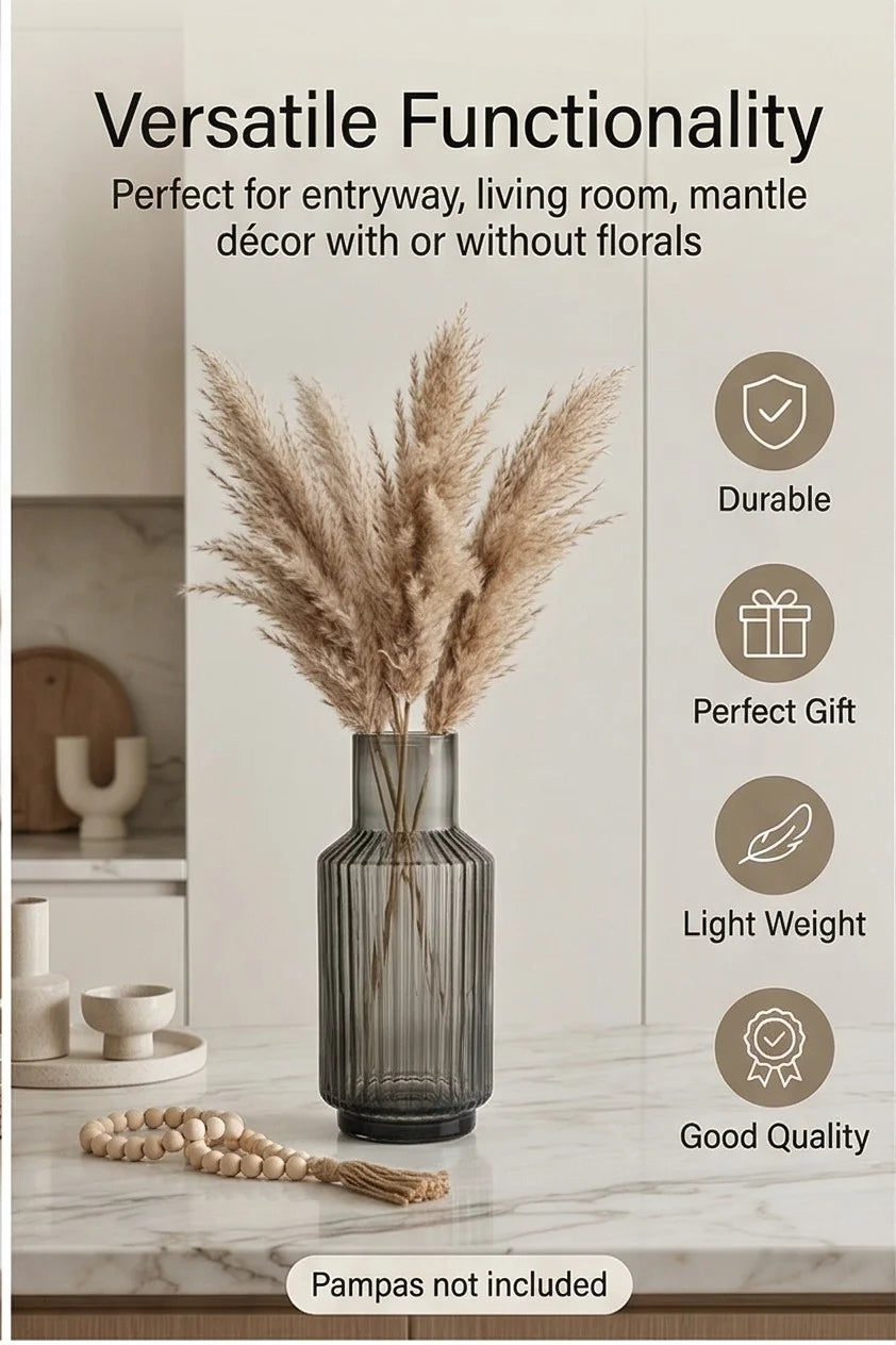 Cloud Carafe Ribbed Glass Vase — Hand-Blown Glass from Firozabad, India — Premium Detail