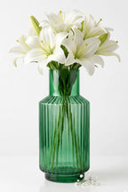 Grand Carafe Ribbed Glass Vase — Hand-Blown Glass from Firozabad, India — Curated Display