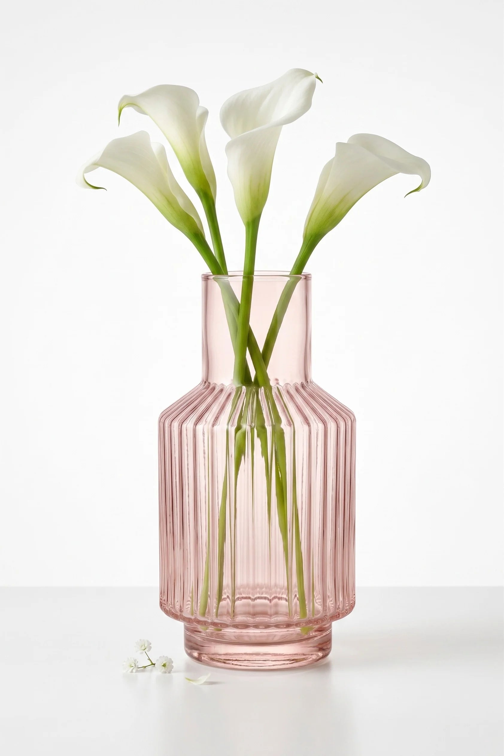 Mist Carafe Ribbed Glass Vase — Hand-Blown Glass from Firozabad, India — Lifestyle Setting
