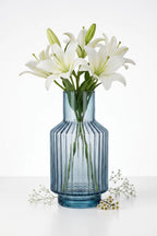 Mist Carafe Ribbed Glass Vase — Hand-Blown Glass from Firozabad, India — Gifting Presentation