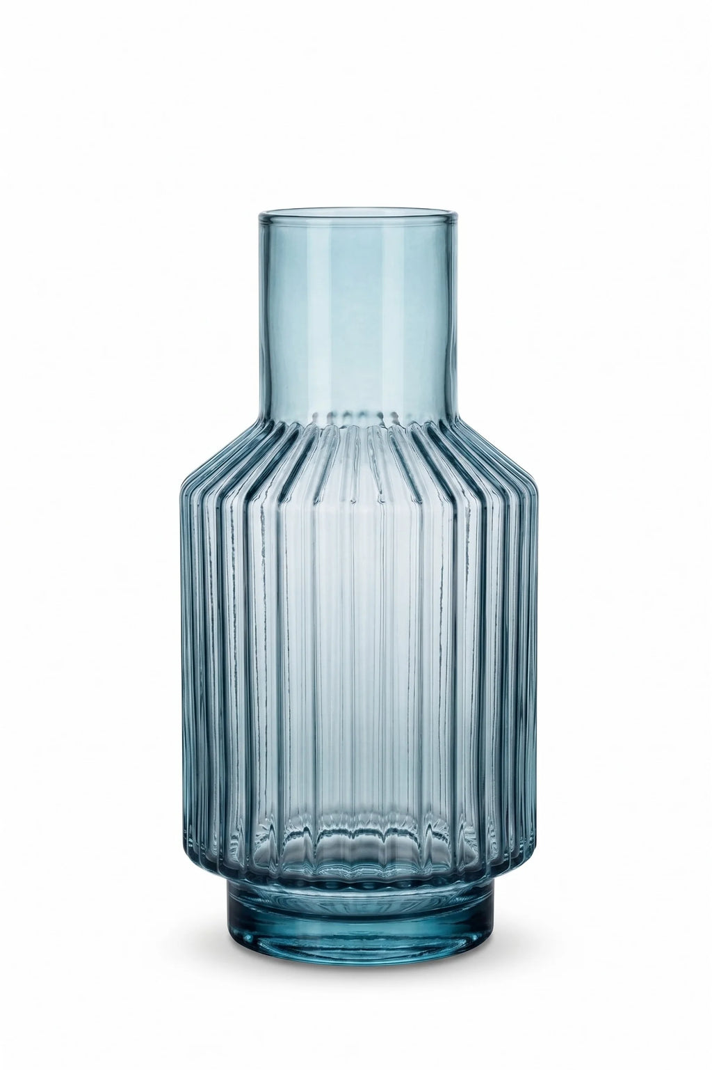Mist Carafe Ribbed Glass Vase — Hand-Blown Glass from Firozabad, India — Festive Styling