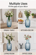 Mist Carafe Ribbed Glass Vase — Hand-Blown Glass from Firozabad, India — Light & Shadow