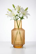 Eden Carafe Ribbed Glass Vase — Hand-Blown Glass from Firozabad, India — Texture & Craftsmanship