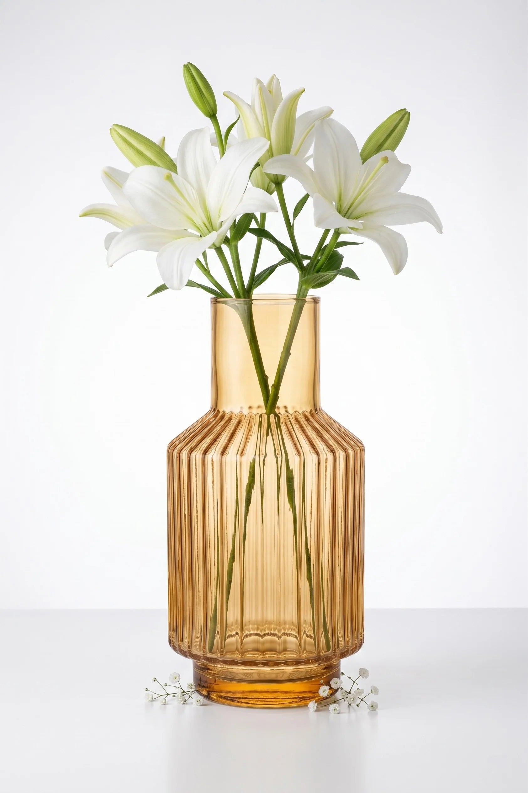 Eden Carafe Ribbed Glass Vase — Hand-Blown Glass from Firozabad, India — Texture & Craftsmanship