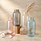Nordic Wide Shoulder Glass Vase — Hand-Blown Glass from Firozabad, India — Side Angle View