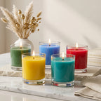Rainbow Coloured Wax Candle | Tall Clear Glass | 30Hr Burn | 5 Vivid Shades — Castle Crafts