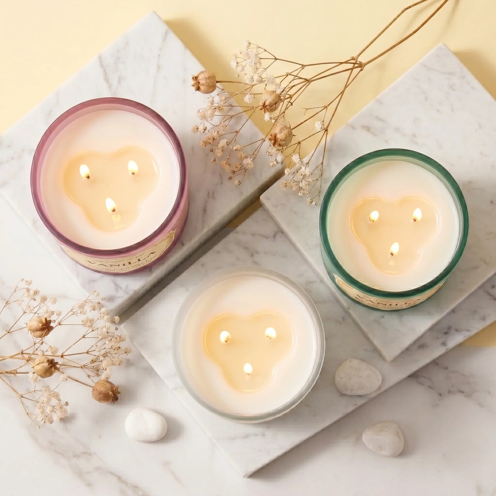 Oud 3-Wick Signature Glass Jar Candle | Large Luxury — Hand-Blown Glass from Firozabad, India — Lifestyle Setting