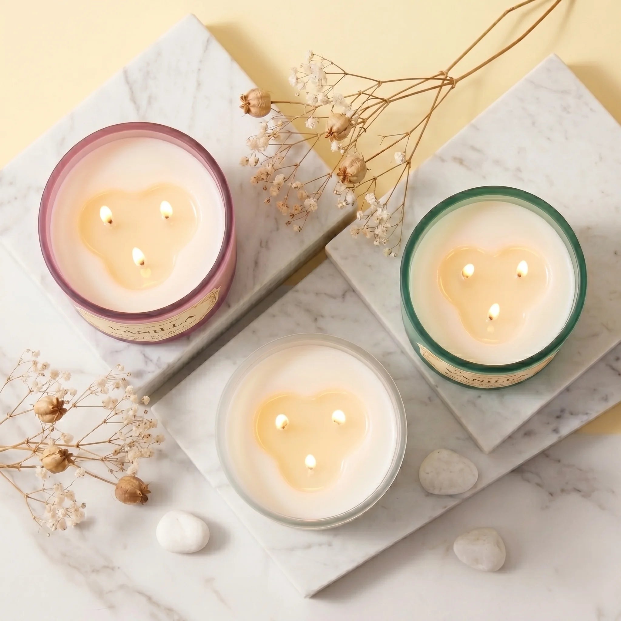 Oud 3-Wick Signature Glass Jar Candle | Large Luxury — Hand-Blown Glass from Firozabad, India — Lifestyle Setting