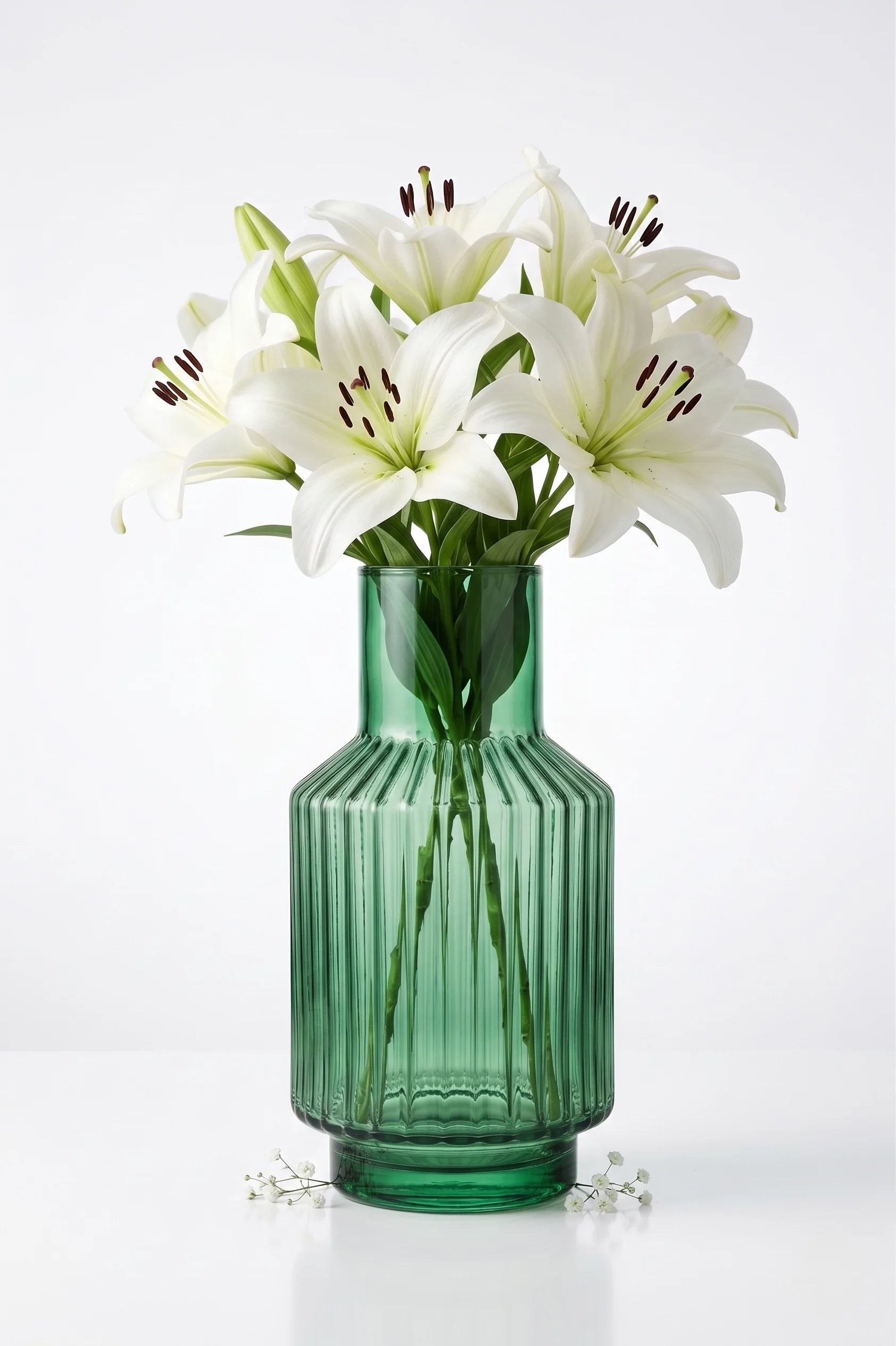 Eden Carafe Ribbed Glass Vase — Hand-Blown Glass from Firozabad, India — Festive Styling