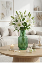 Eden Carafe Ribbed Glass Vase — Hand-Blown Glass from Firozabad, India — Multi-Angle Showcase