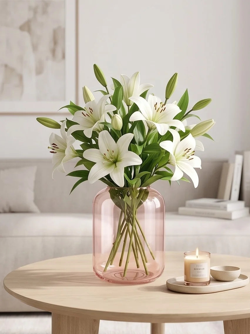 Misty Wide Jar Glass Vase — Hand-Blown Glass from Firozabad, India — Gifting Presentation