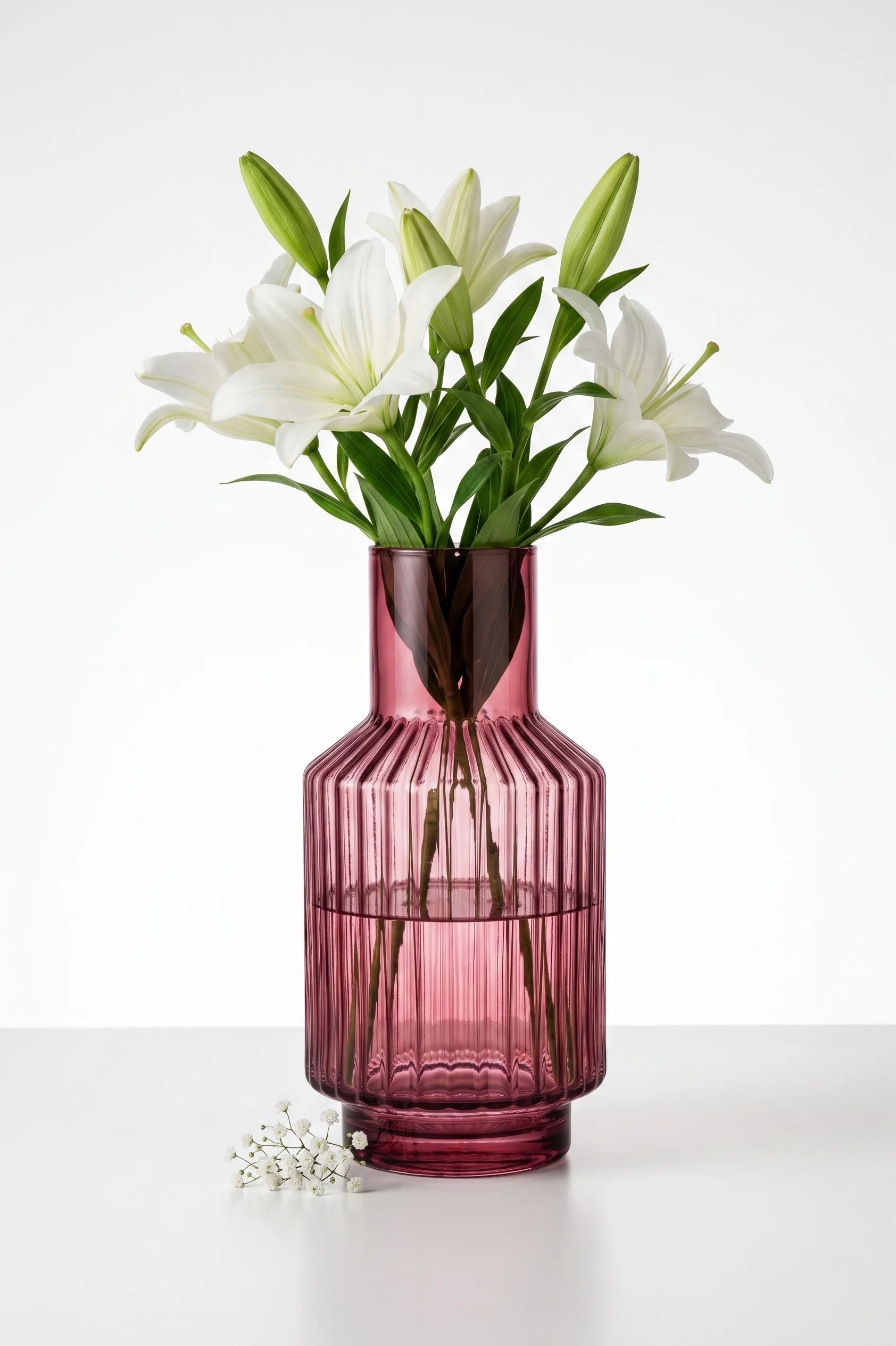 Eden Carafe Ribbed Glass Vase — Hand-Blown Glass from Firozabad, India — Premium Detail
